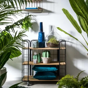 Shop CASA OSLO Estante Com Rodas 3 Prateleiras Preto, Natural