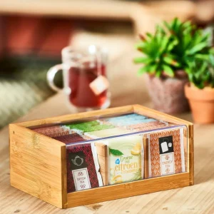 Hot CASA PANDA Caixa Para Chá Com 6 Compartimentos Transparente, Natural