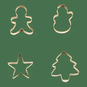 New CASA X-MAS GOLD Formas Conjunto De 4 Dourado